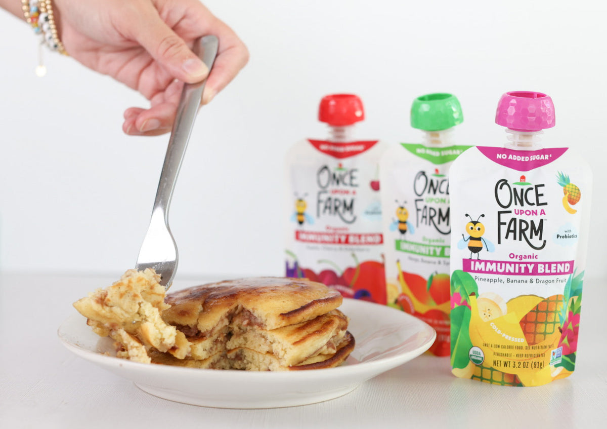 Swirl Pancakes Using Once Upon a Farm Immunity Blends