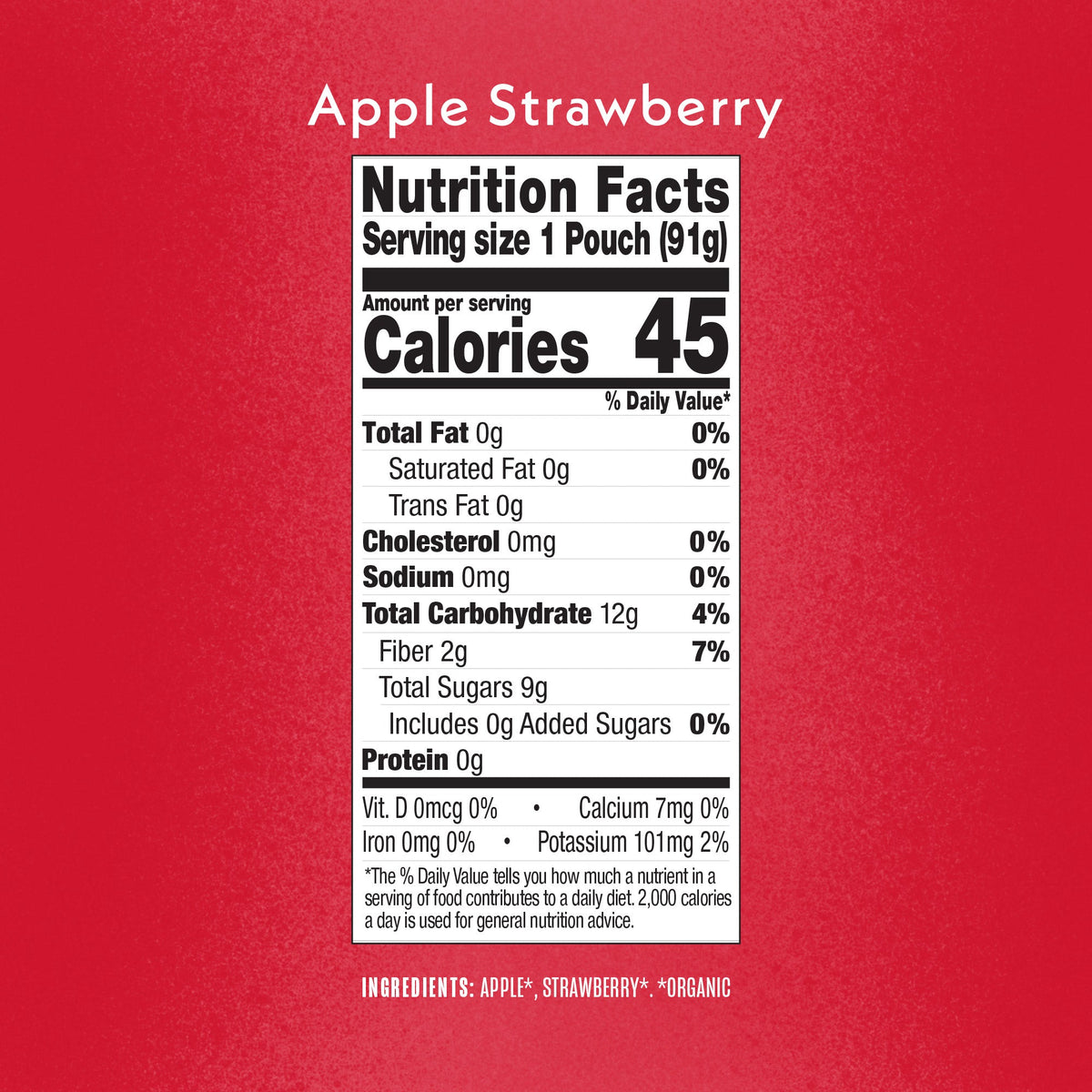 Strawberry Applesauce Nutrition Facts Panel