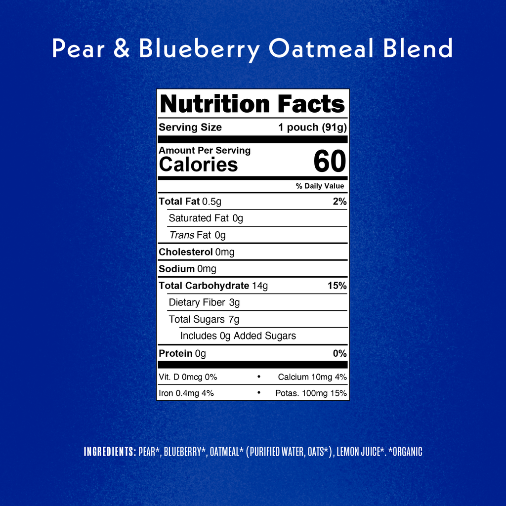 Pear & Blueberry Baby Oatmeal Blend nutrition facts