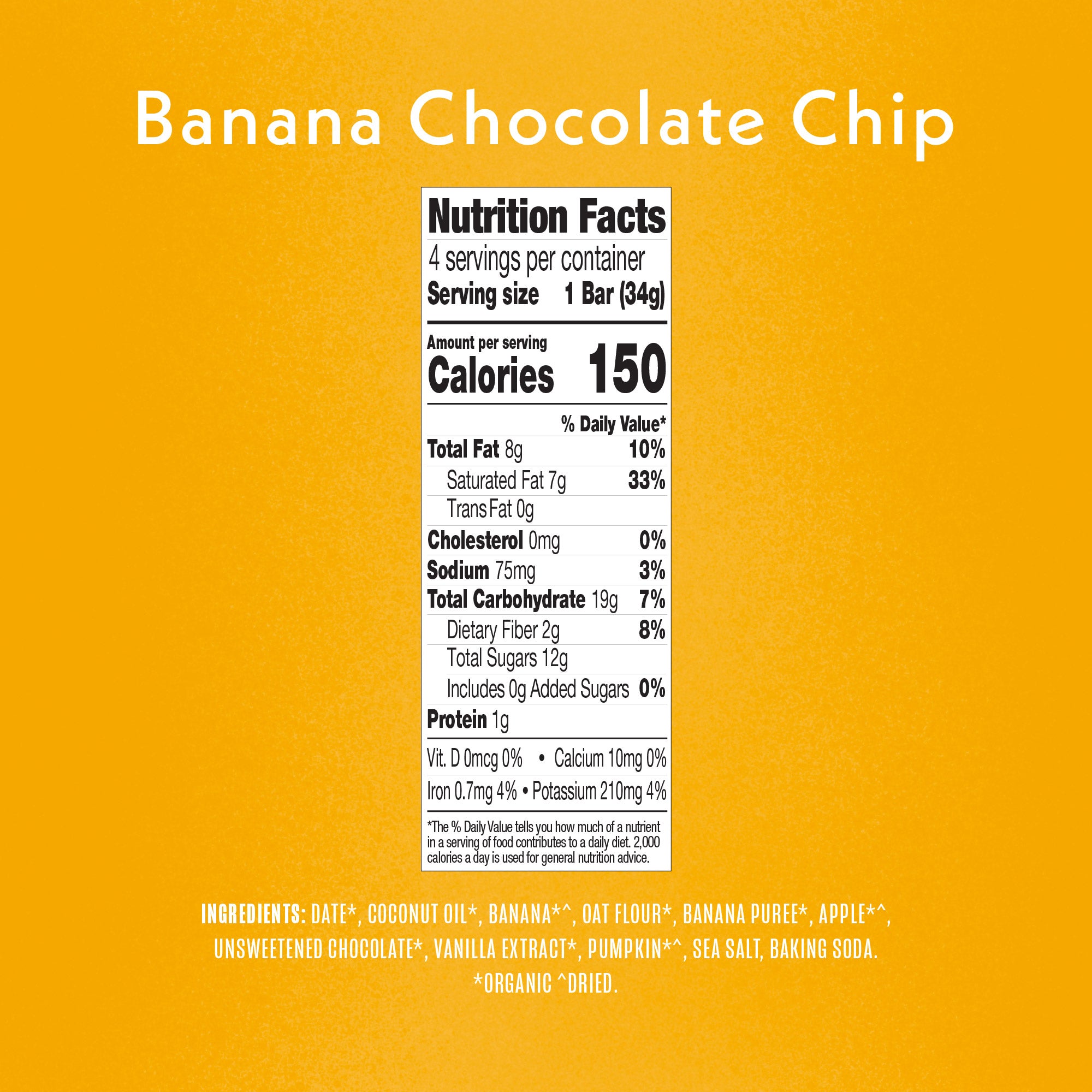 Banana Chocolate Chip Soft Baked Bar Ingredients & Nutrition Facts Panel