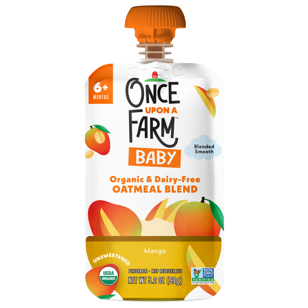 Once Upon A Farm Mango Baby Oatmeal Blend front of pouch