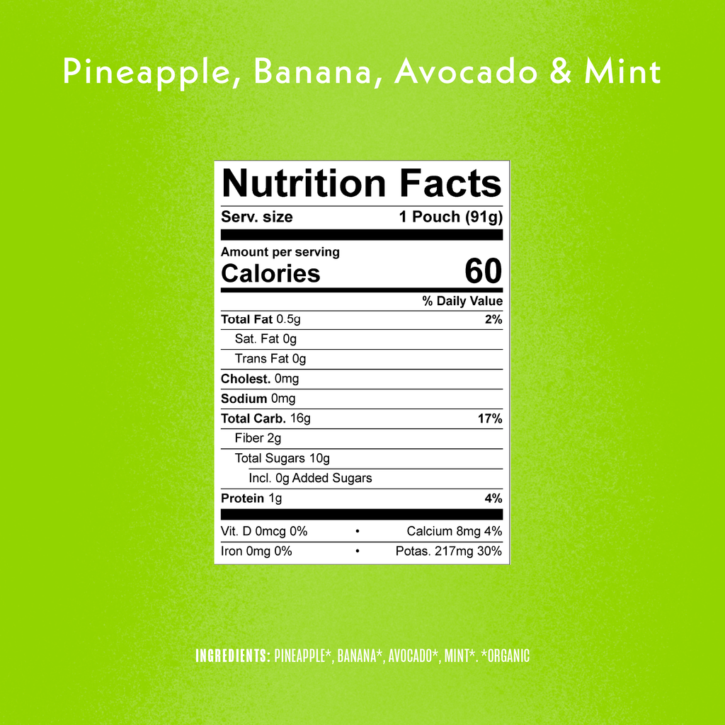 Baby Pineapple Banana Avocado Mint Nutrition Facts