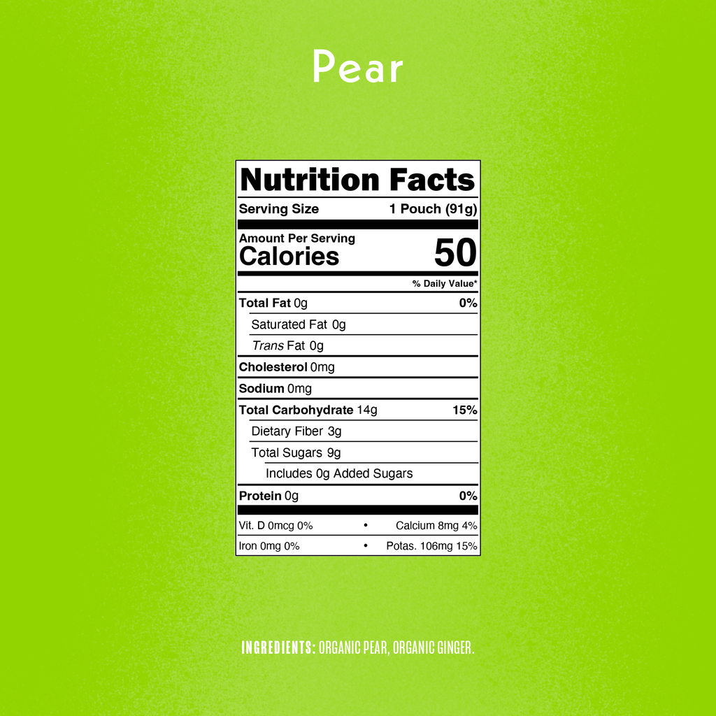 Baby Pear with Ginger Nutrition Facts Panel