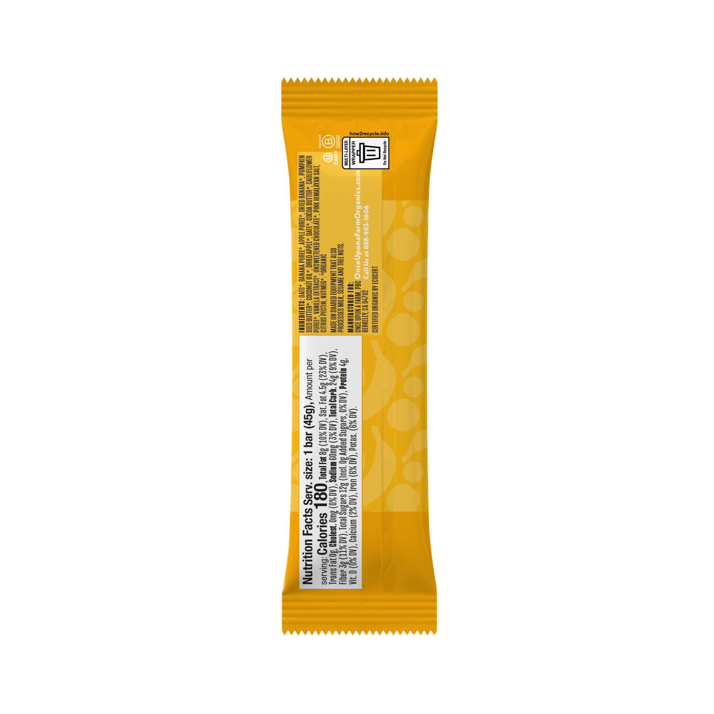 Banana Chocolate Refrigerated Oat Bar back of new packaging