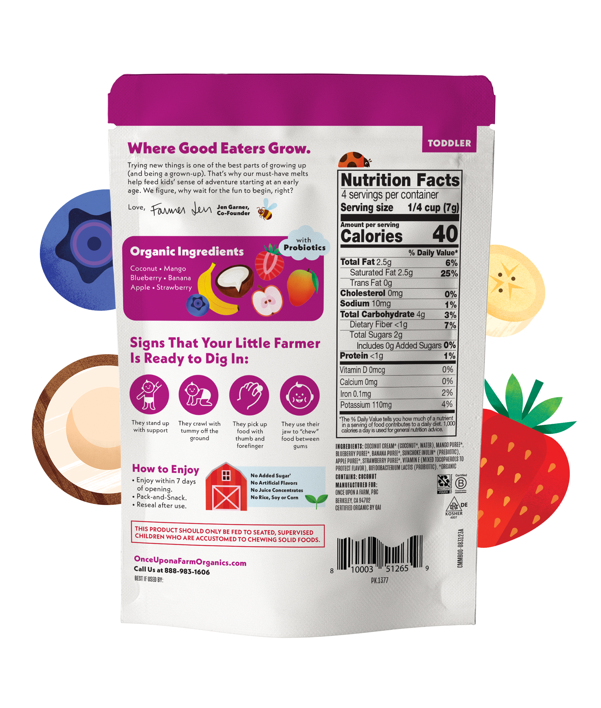 Mixed Berry Coconut Melts Back of Package