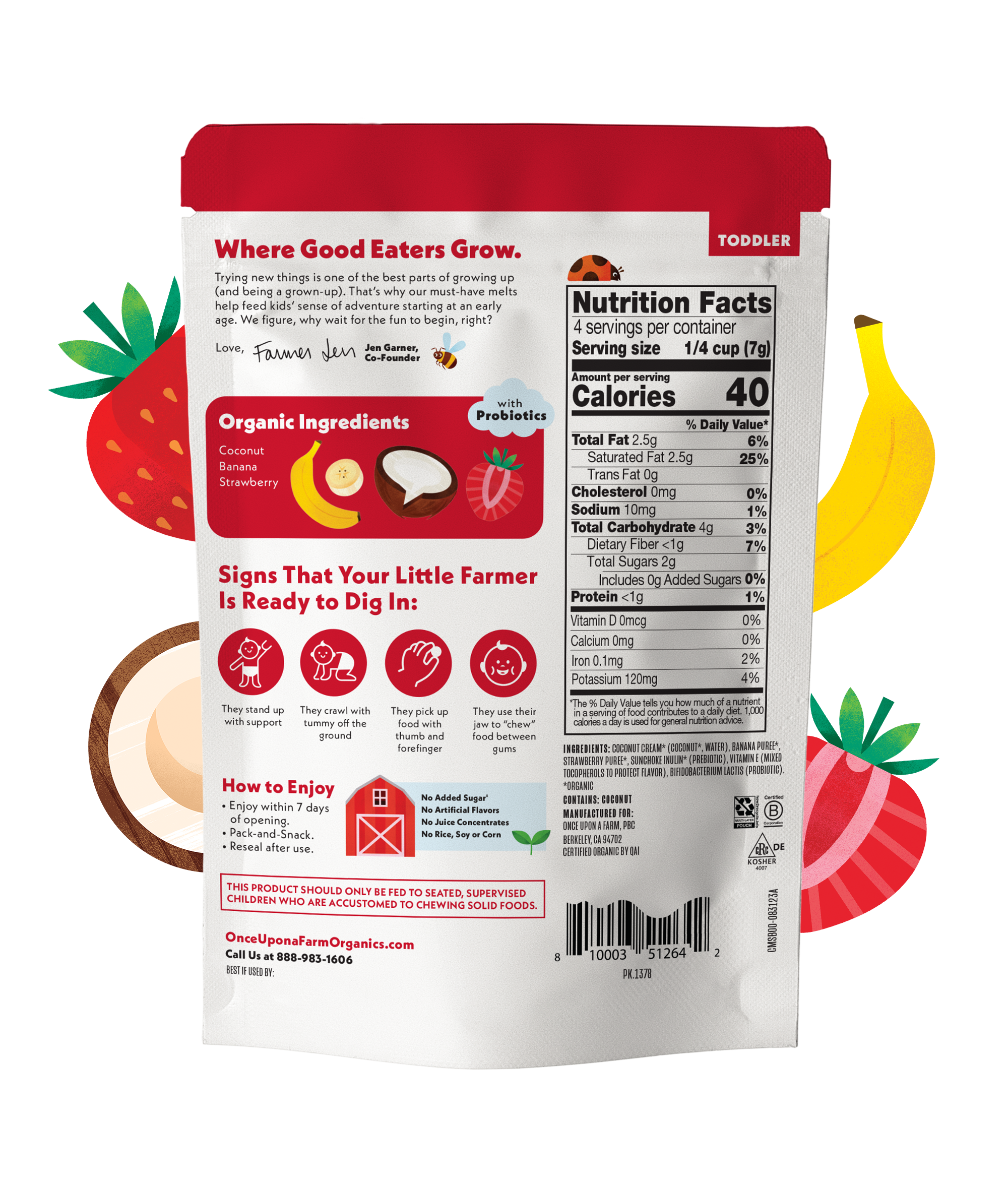 Strawberry Banana Coconut Melts Nutrition Facts Panel