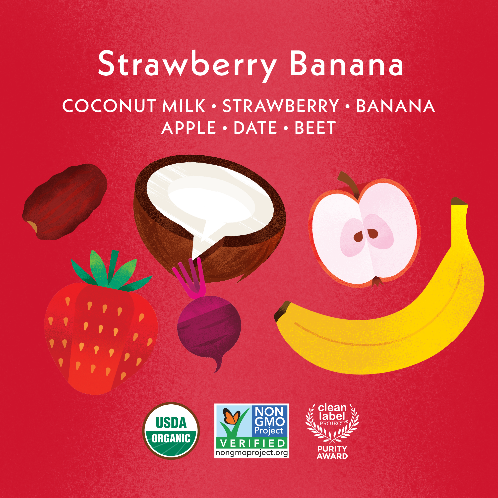 Ingredients Once Upon a Farm Coconut Yogurt Alternative Strawberry Banana Organic Snack Pouch, 3.2oz