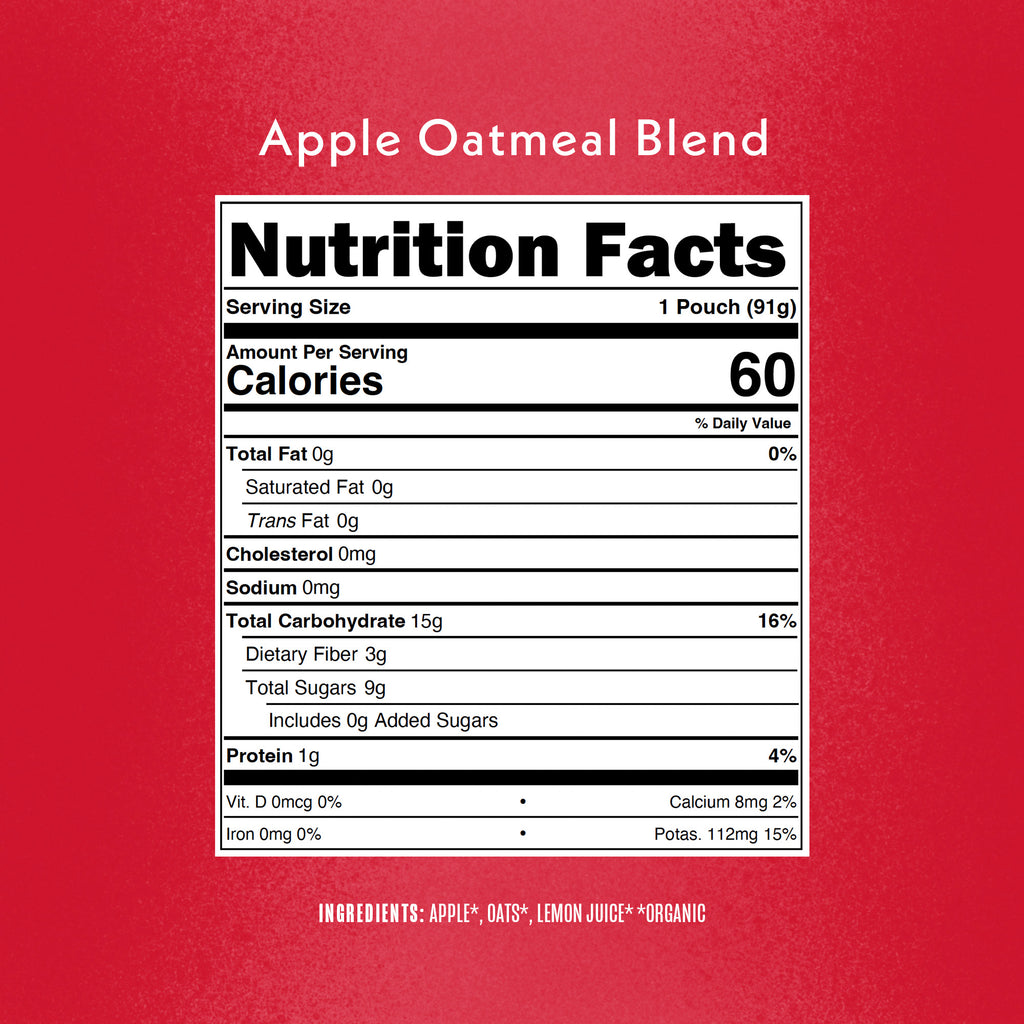 Apple Baby Oatmeal Blend Nutrition Fact Panel