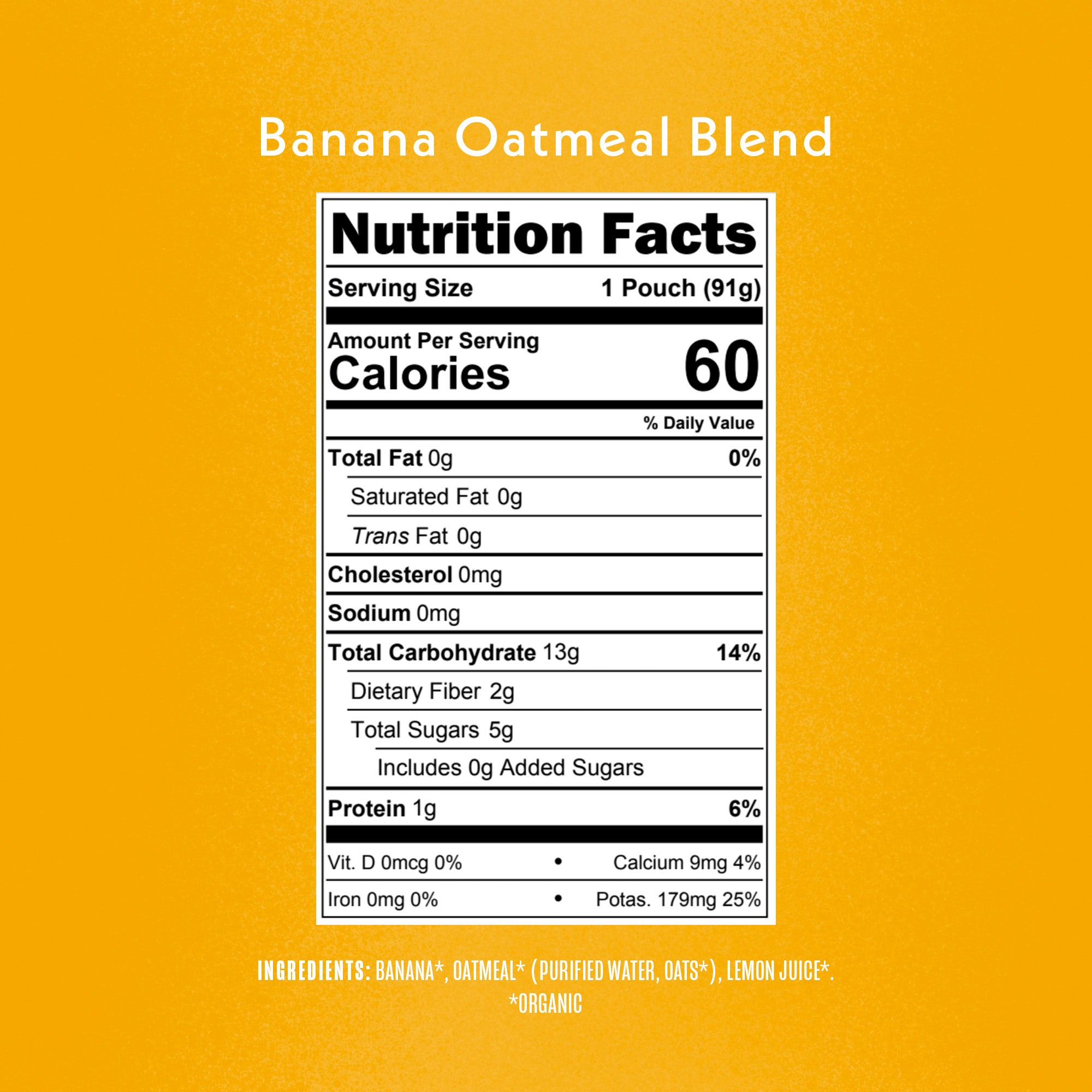 Banana Baby Oatmeal Blend Nutrition Fact Panel
