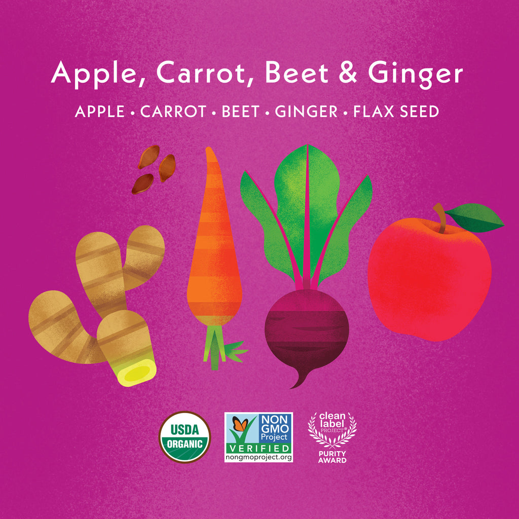 Once Upon a Farm Apple, Carrot, Beet & Ginger with Flax Seed Organic Baby Food Pouch, 3.2oz Ingredients 