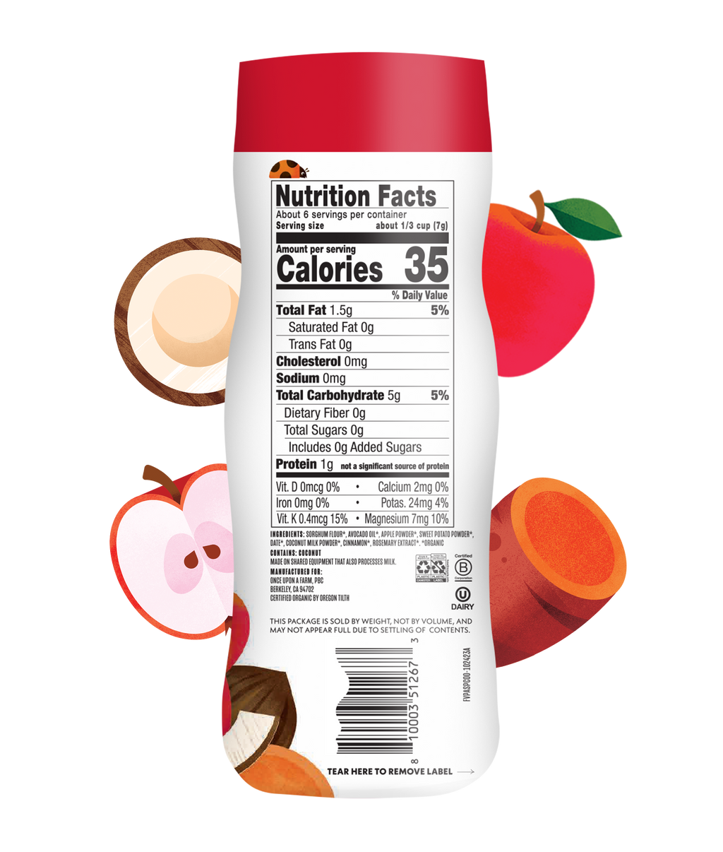 Apple, Sweet Potato & Coconut Puffs Nutrition Facts Panel