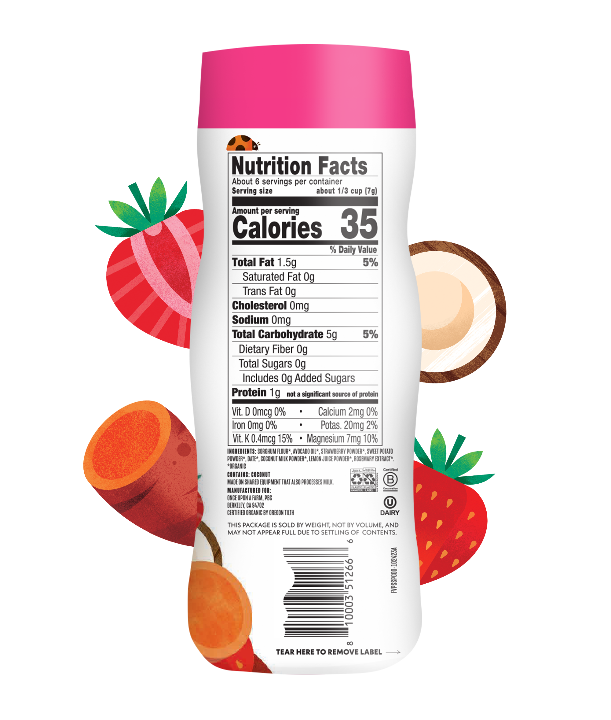 Strawberry, Sweet Potato & Coconut Puffs Nutrition Facts Panel