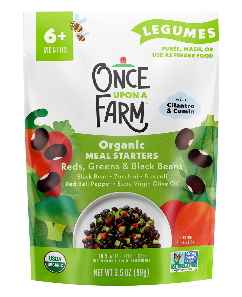 Reds, Greens & Black Beans frozen meal front of packaging
