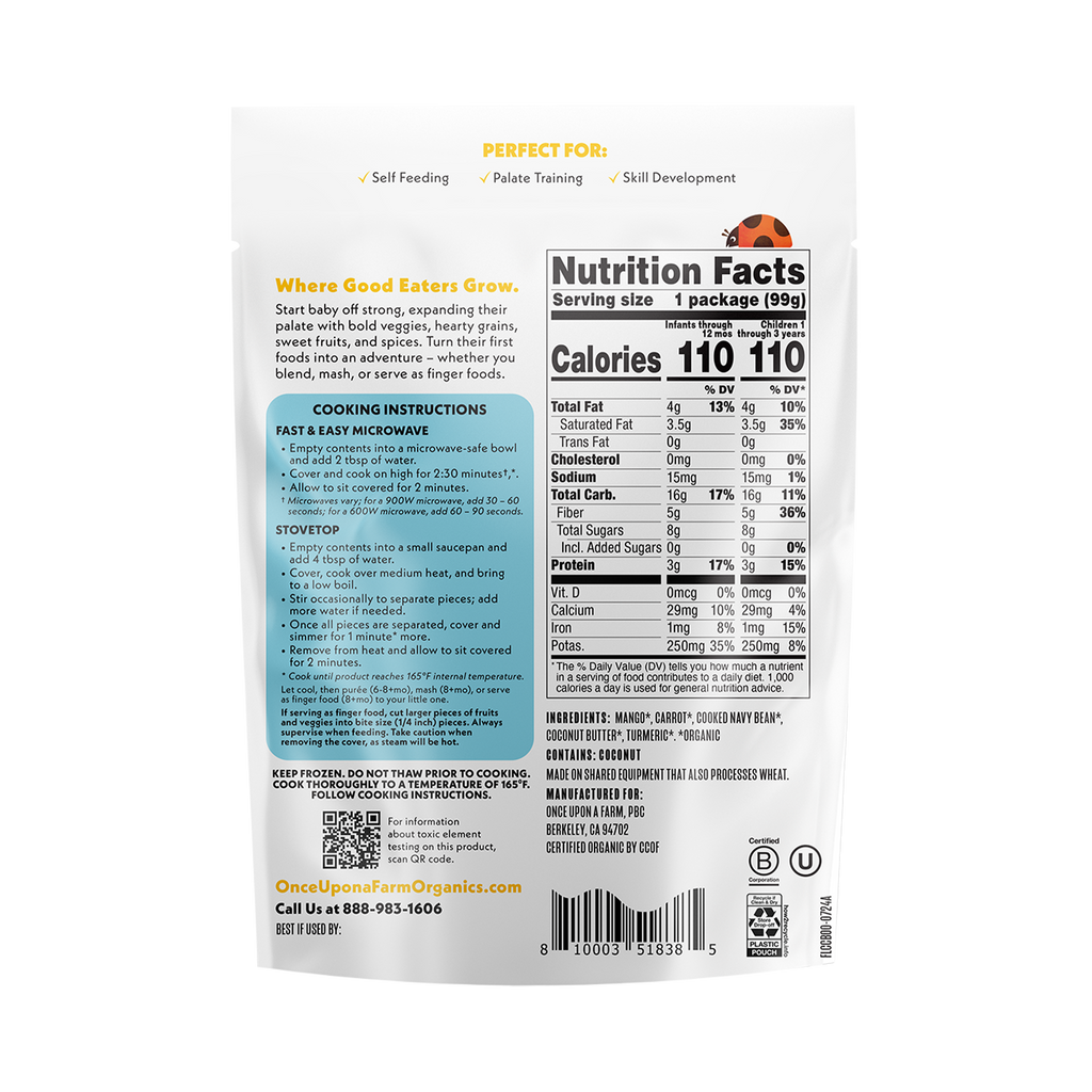 Curried Carrots and Beans Back of Packaging