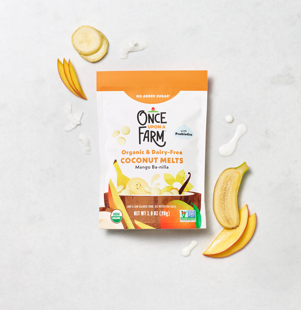 Mango Ba-nilla Coconut Melts with slices of Mango.