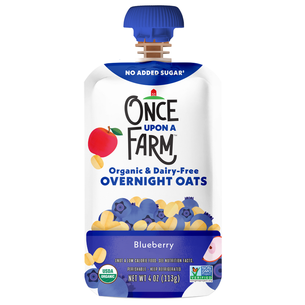 Once Upon a Farm Organic Overnight Oats Blueberry Pouch, 4oz front