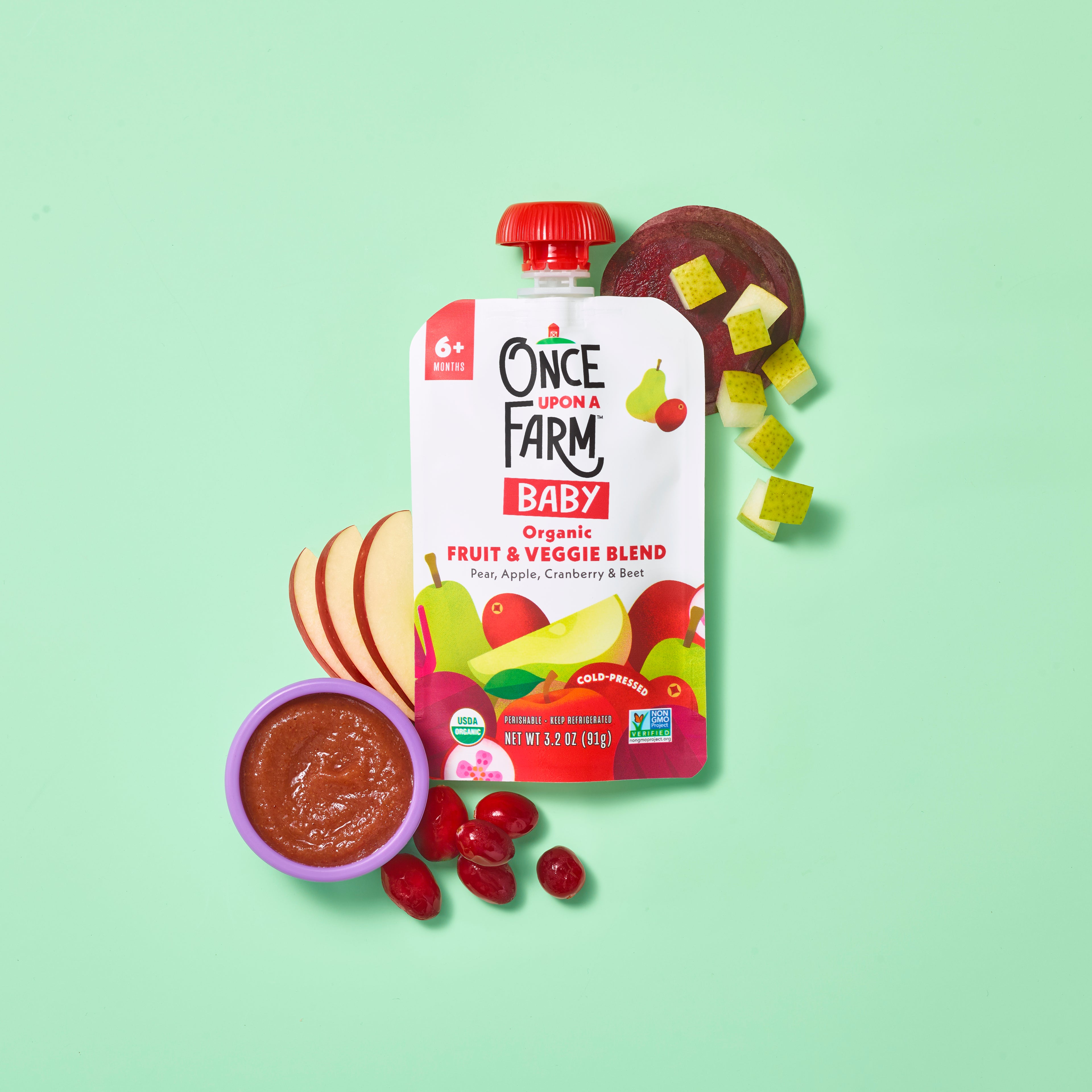 Pear, Apple, Cranberry & Beet real ingredients