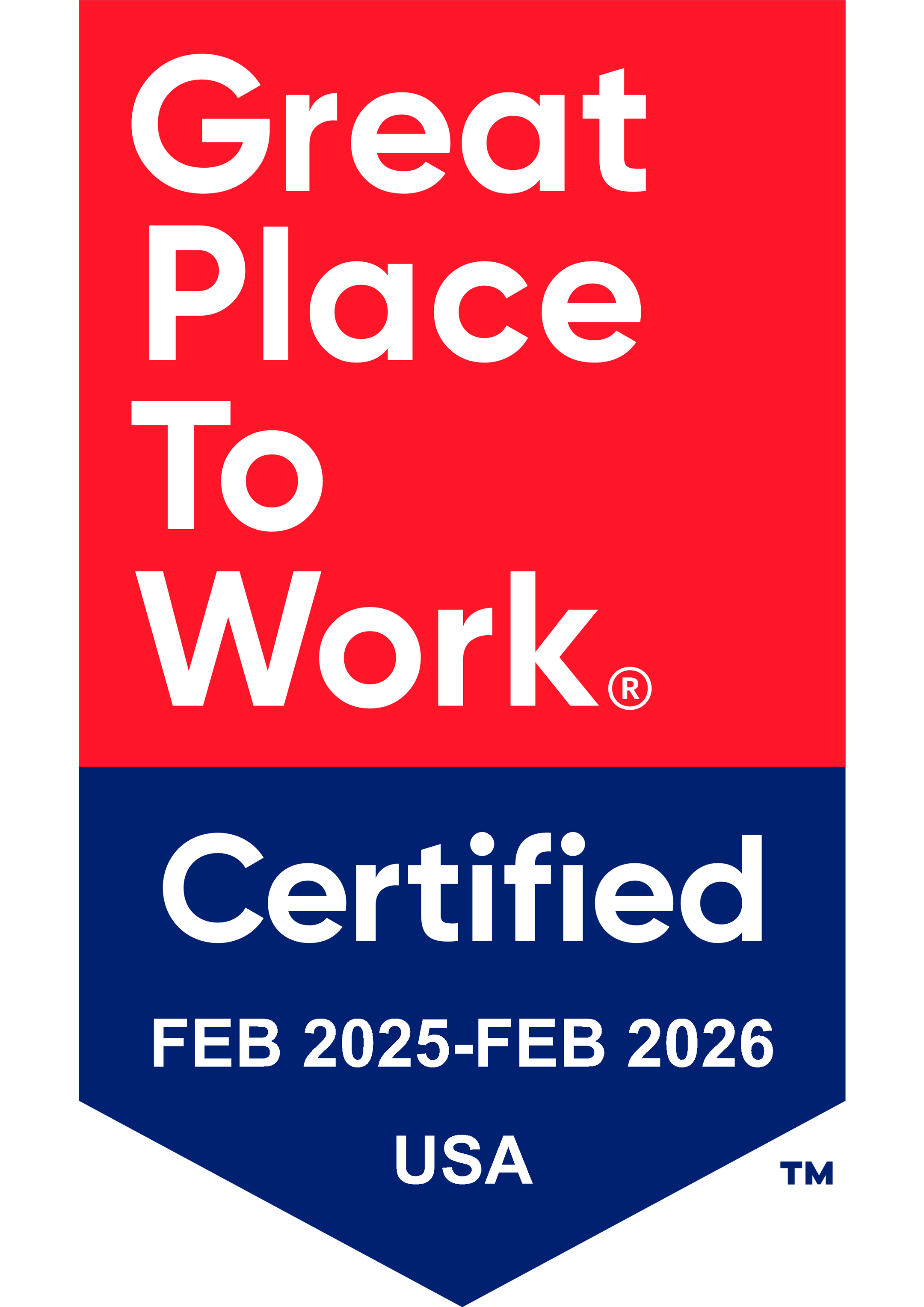 Great Place to Work Award - Certified from Feb 2025 - Feb 2026
