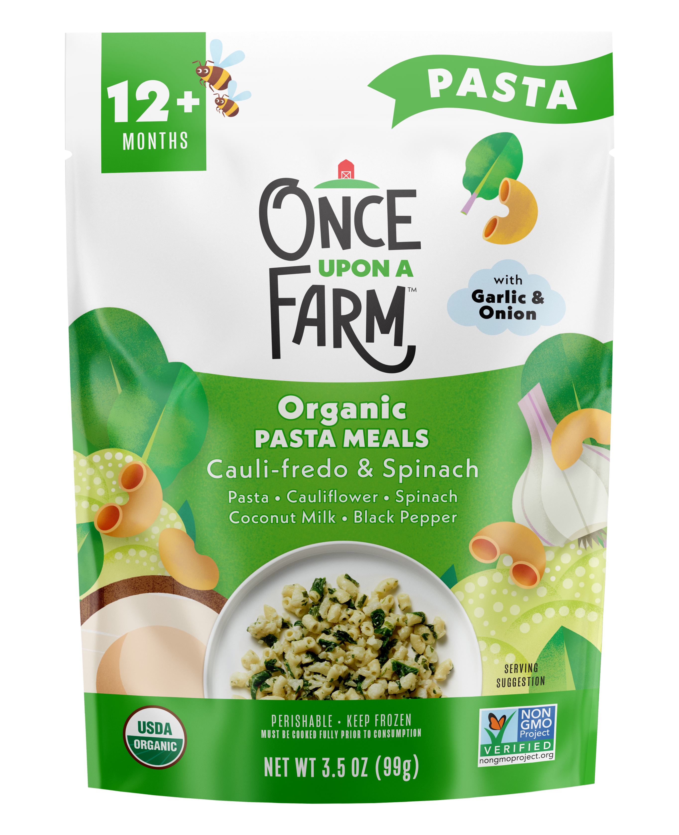 Cauli-fredo & Spinach frozen meal front of pack