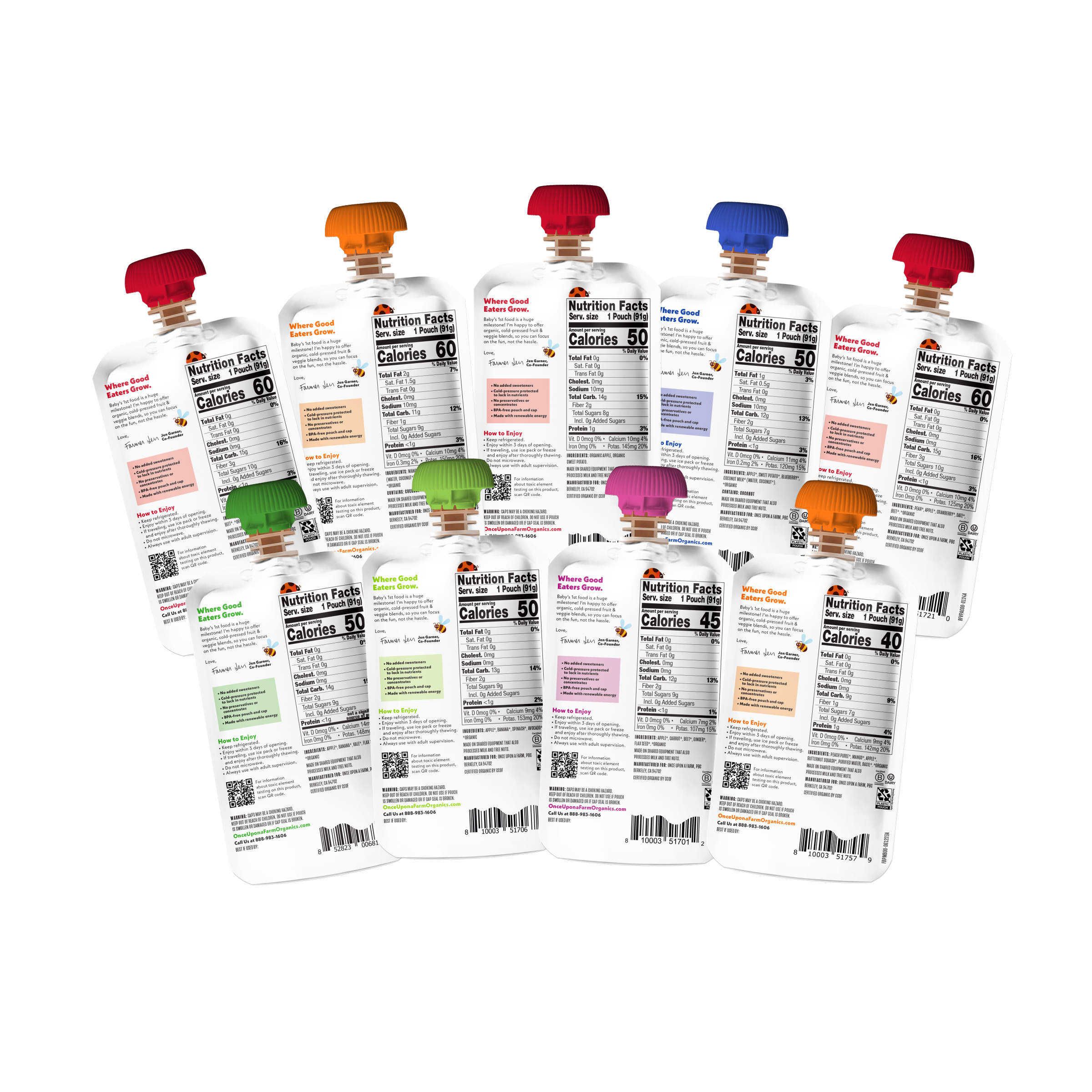 back of packaging for Baby Fruit & Veggie Blends Variety Pack