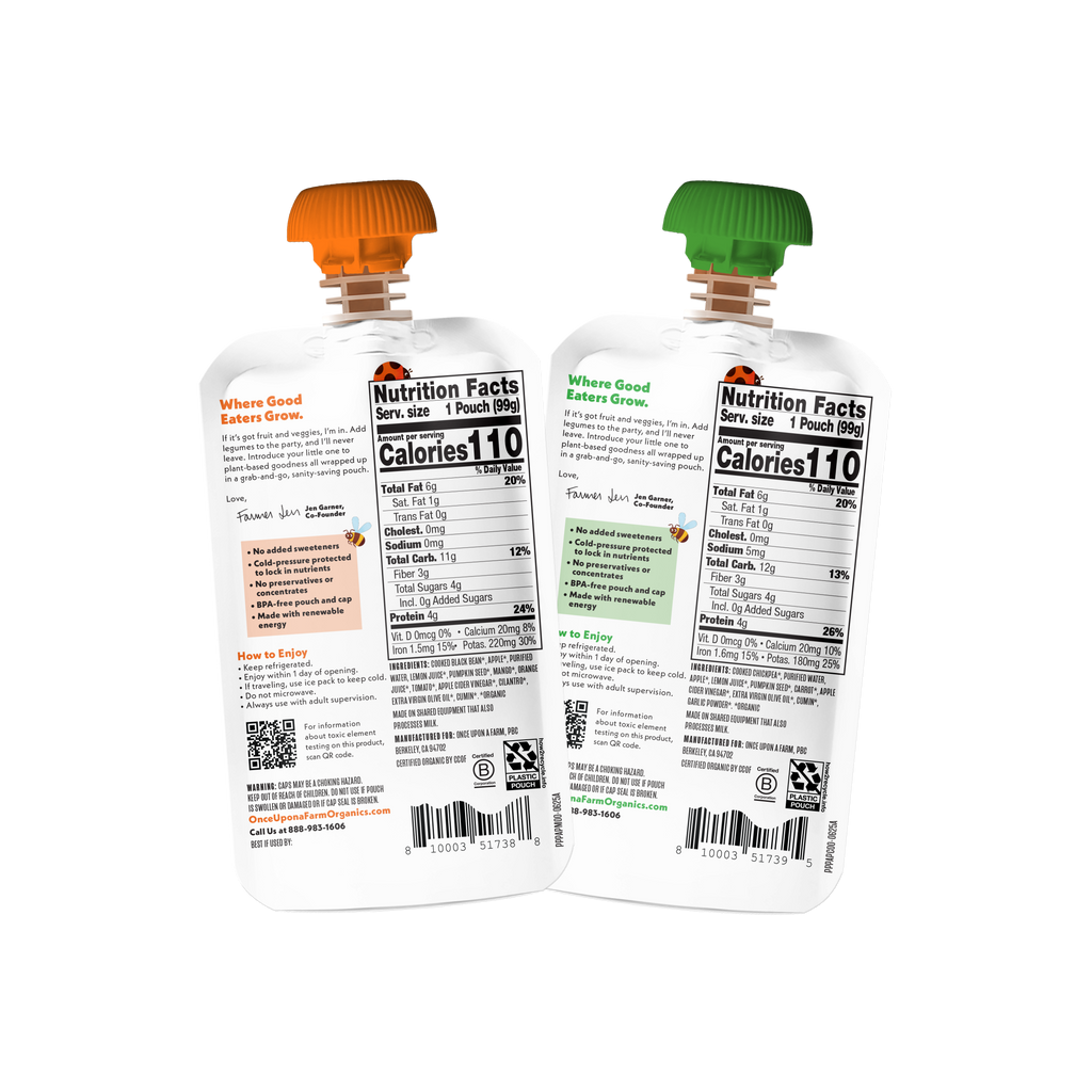 back of packaging Baby Plant Protein Variety Pack