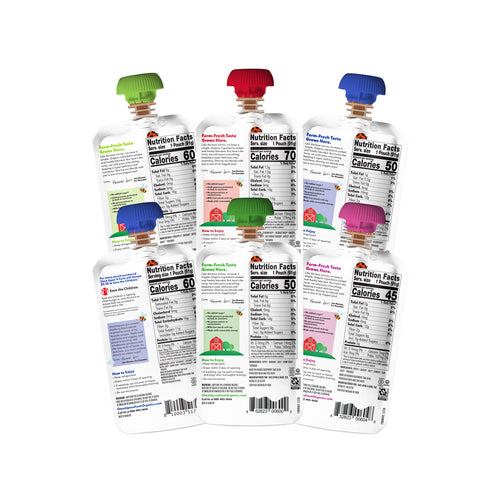 back of packaging on Kid Fruit & Veggie Blend Variety Pack