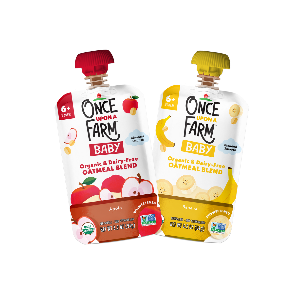 Front Image of Apple Oatmeal and Banana Oatmeal Pouches