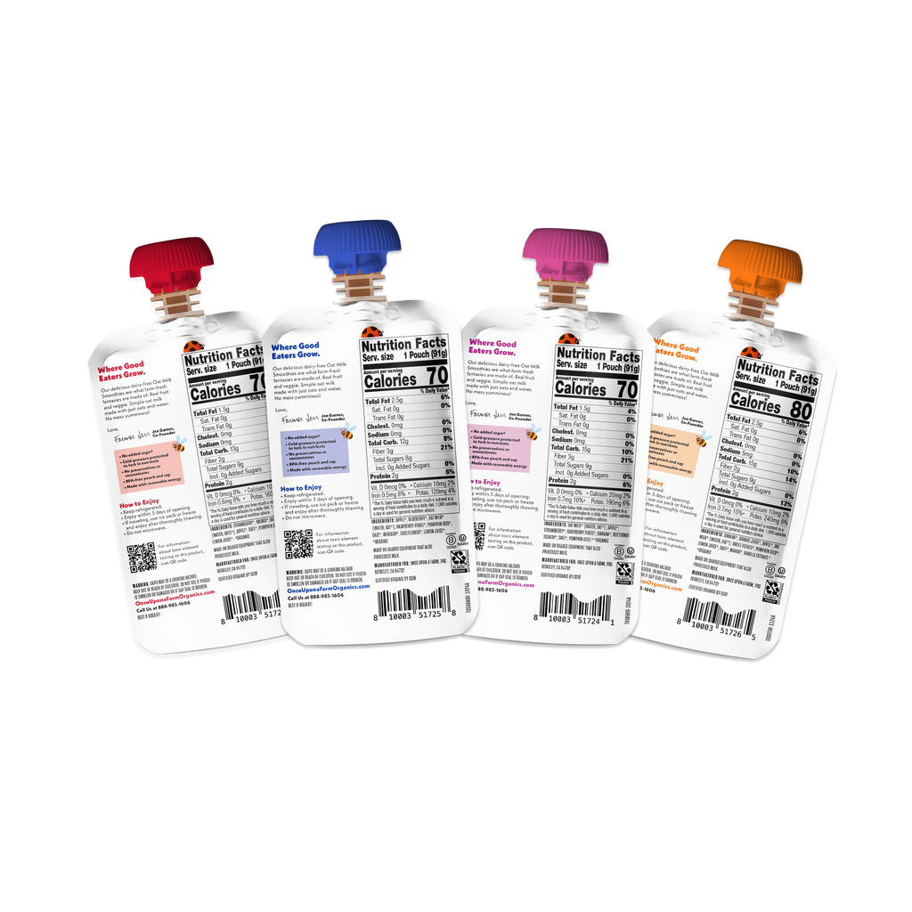 Oat Milk Smoothie Variety Pack back of packaging