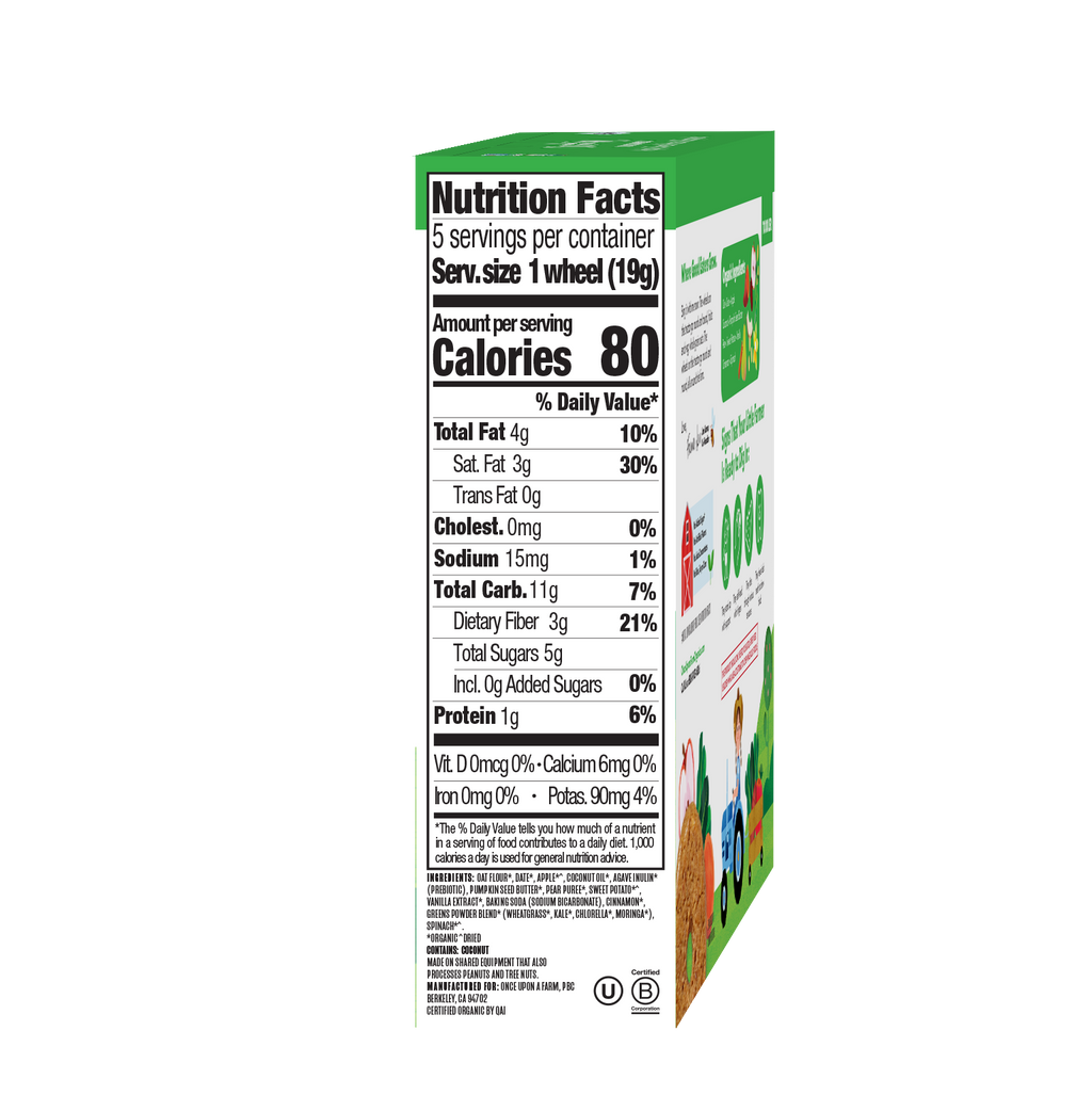 Apple, Sweet Potato & Spinach Tractor Wheels Nutrition Facts Panel