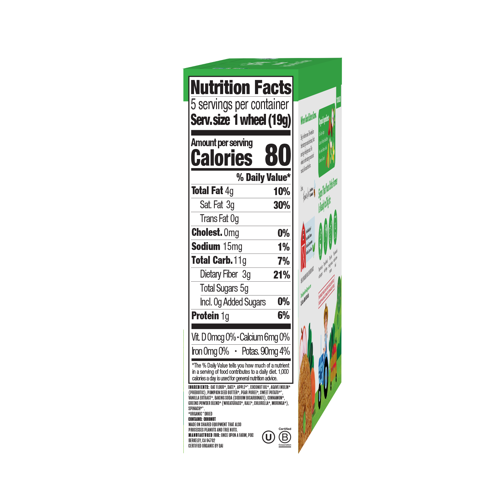 Apple, Sweet Potato & Spinach Tractor Wheels Nutrition Facts Panel
